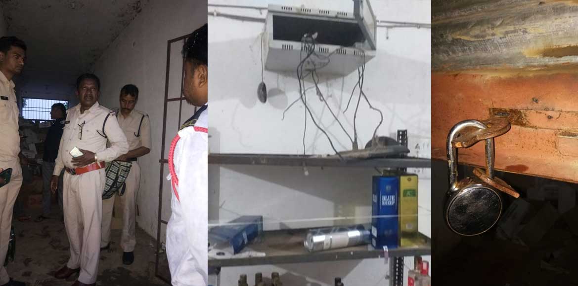शराब की दुकान पर ताला तोड़कर चोरी. - CG Sandesh