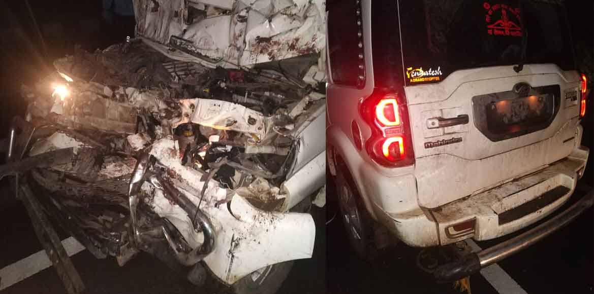 ड्राइवर के अचानक ट्रक रोकने से टकराई पीछे आ रही स्कोर्पियो, ... - CG Sandesh