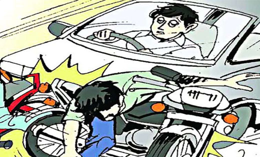 महासमुन्द : कार ने मारी जोरदार ठोकर, बाइक सवार को लगी चोट.