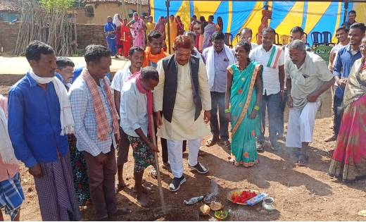 विधायक चंदन कश्यप ने रंगमंच का किया भूमिपूजन - CG Sandesh