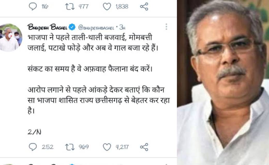 भूपेश बघेल ने भाजपा को दी चुनौती, कहा- आरोप लगाने से पहले आंकड़ें बताएं
