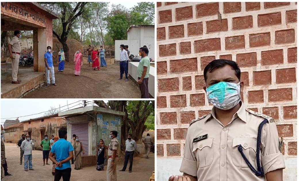 पुलिस कप्तान के निर्देश पर एस.डी.ओ.पी जितेन्द्र खूंटे का  ग्रामीण दौरा ला रहा रंग...कोरोना संक्रमण से बचाव की दे रहे ग्रामीणों को जानकारी....