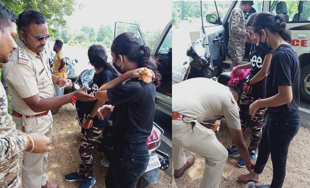किसान द्वारा बनाए ब्रेकर में गिरी शिक्षिका, यातायात टीम ने किया उपचार