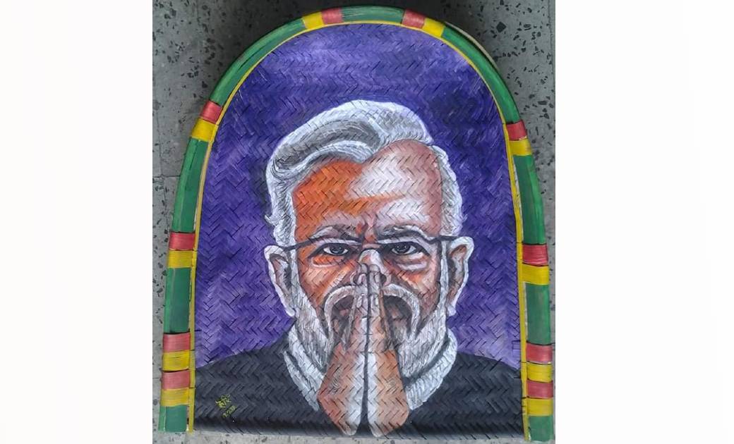 पीएम मोदी को अनूठी शुभकामना, सुपा में उकेरी उनकी तस्वीर