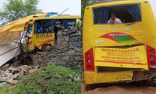 घोड़ारी मे चेकिंग में लगे पुलिस और राजस्व कर्मचारियों के ऊपर घुसी रॉयल बस, 3 पुलिसकर्मी घायल