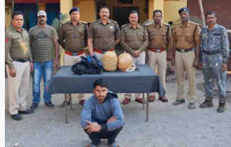 अवैध रूप से गांजा परिवहन करते आरोपी चढ़ा पुलिस के हत्थे - CG Sandesh