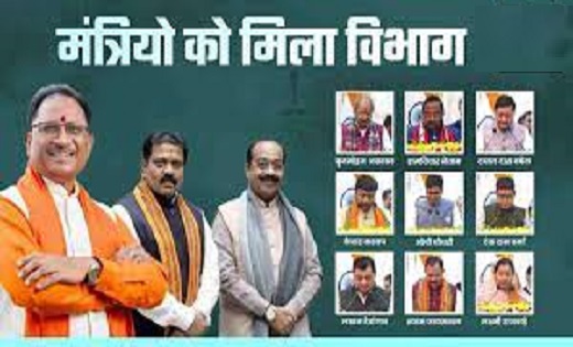 CG BREAKING: साय मंत्रिमंडल में विभागों का बंटवारा, जाने किसे मिला कौन-कौन से विभाग, देखें लिस्ट…