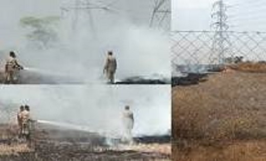 दुर्ग : हाईटेंशन तार के नीचे खेत में लगी भीषण आग , फायर ब्रि... - CG Sandesh