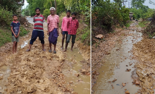 बसना : रास्ते में कीचड़ और गड्ढे से लोग परेशान, आवागमन हो गया... - CG Sandesh