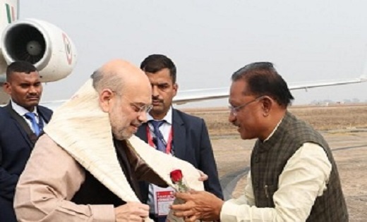 केंद्रीय गृह मंत्री अमित शाह पहुंचे राजधानी रायपुर