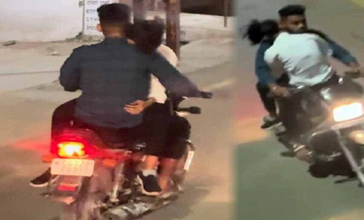बाइक पर मोहब्बत… चलती बाइक पर प्रेमी जोड़े ने किया खुल्लम खु... - CG Sandesh