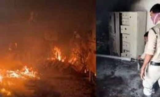 खादी ग्राम उद्योग के दफ़्तर में भीषण आग, पहले मंजिल में फंसे कर्मचारियों को निकला गया बाहर