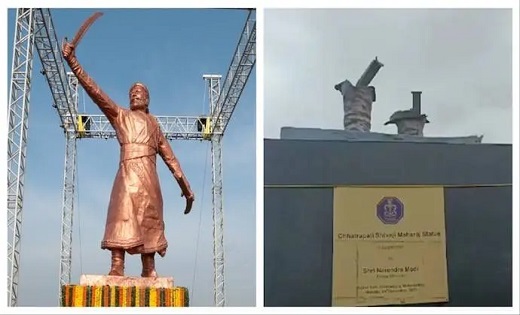  पीएम मोदी ने नौसेना दिवस पर किया था अनावरण...छत्रपति शिवाजी महाराज की 35 फीट ऊंची प्रतिमा ढही