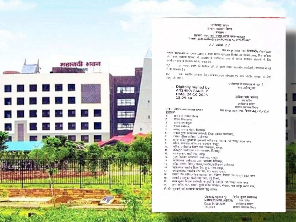  CG ब्रेकिंग : 1 नवंबर को छत्तीसगढ़ के सभी स्कूल - कॉलेजों मे... - CG Sandesh