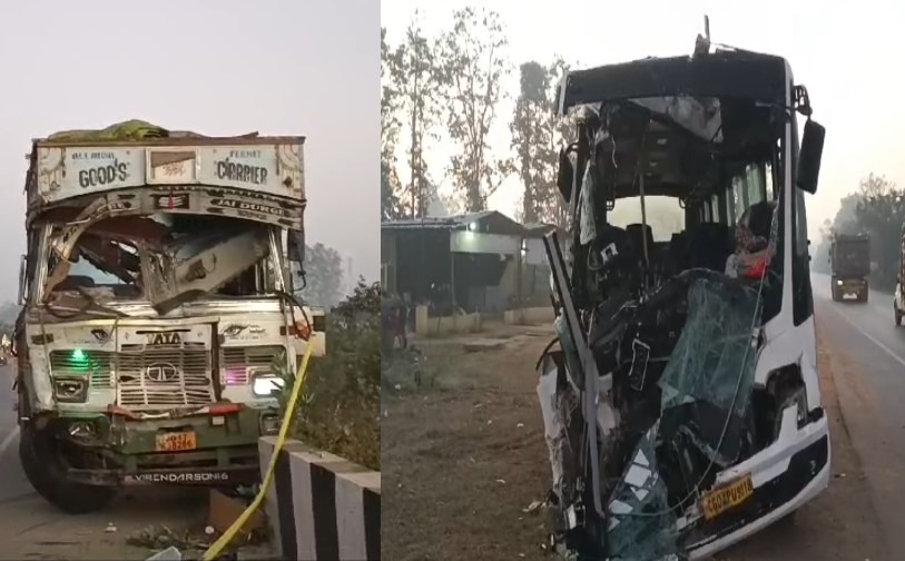 CG : पिकनिक से लौटने के दौरान ट्रक से स्कूल बस की भिड़ंत, शिक्षक और ड्राइवर की मौत, 12 बच्चे घायल