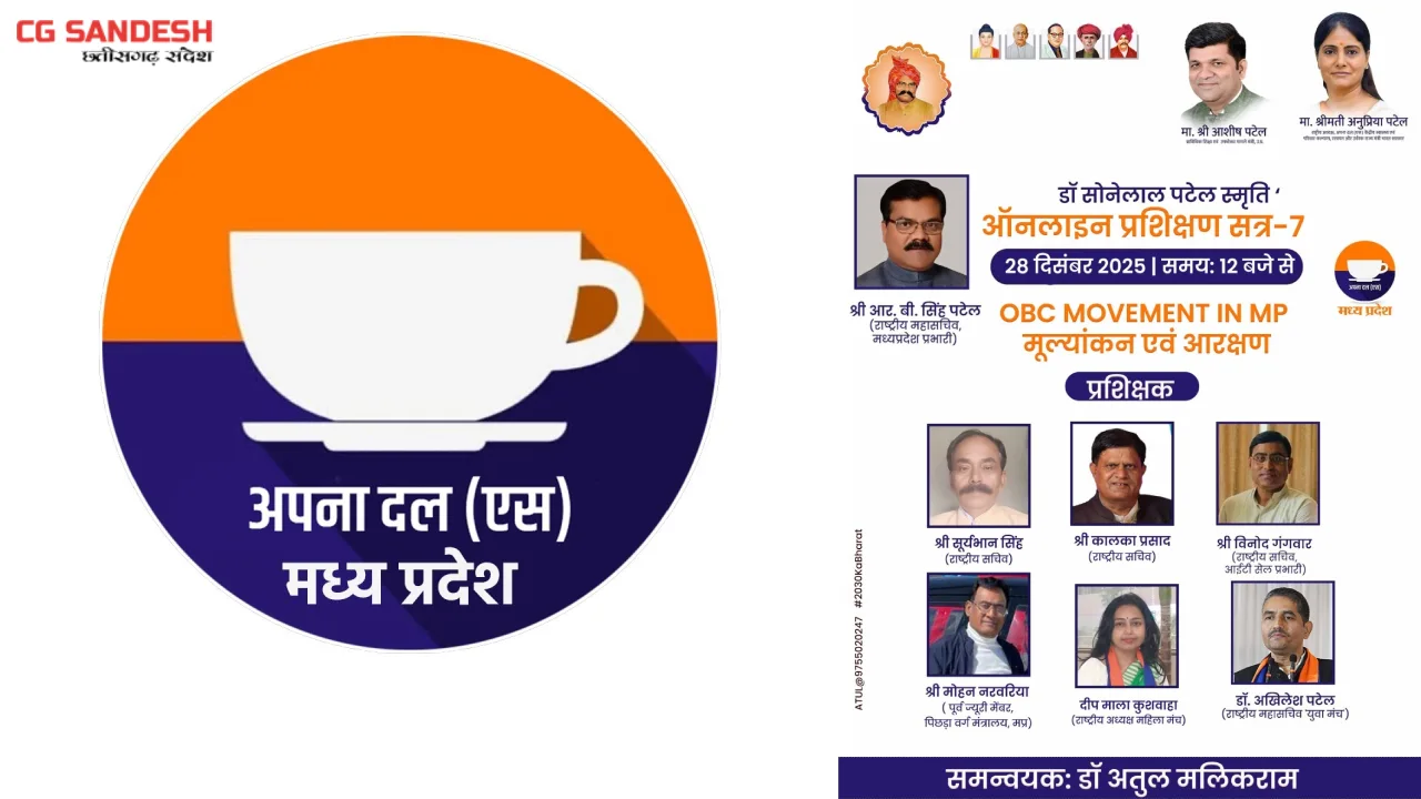 अपना दल (एस) मध्य प्रदेश का सातवां ऑनलाइन प्रशिक्षण सत्र 28 ... - CG Sandesh