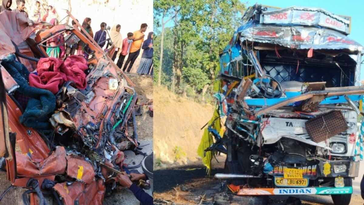 CG : दो ट्रकों की आमने-सामने जोरदार भिड़ंत, दोनों चालकों की ... - CG Sandesh