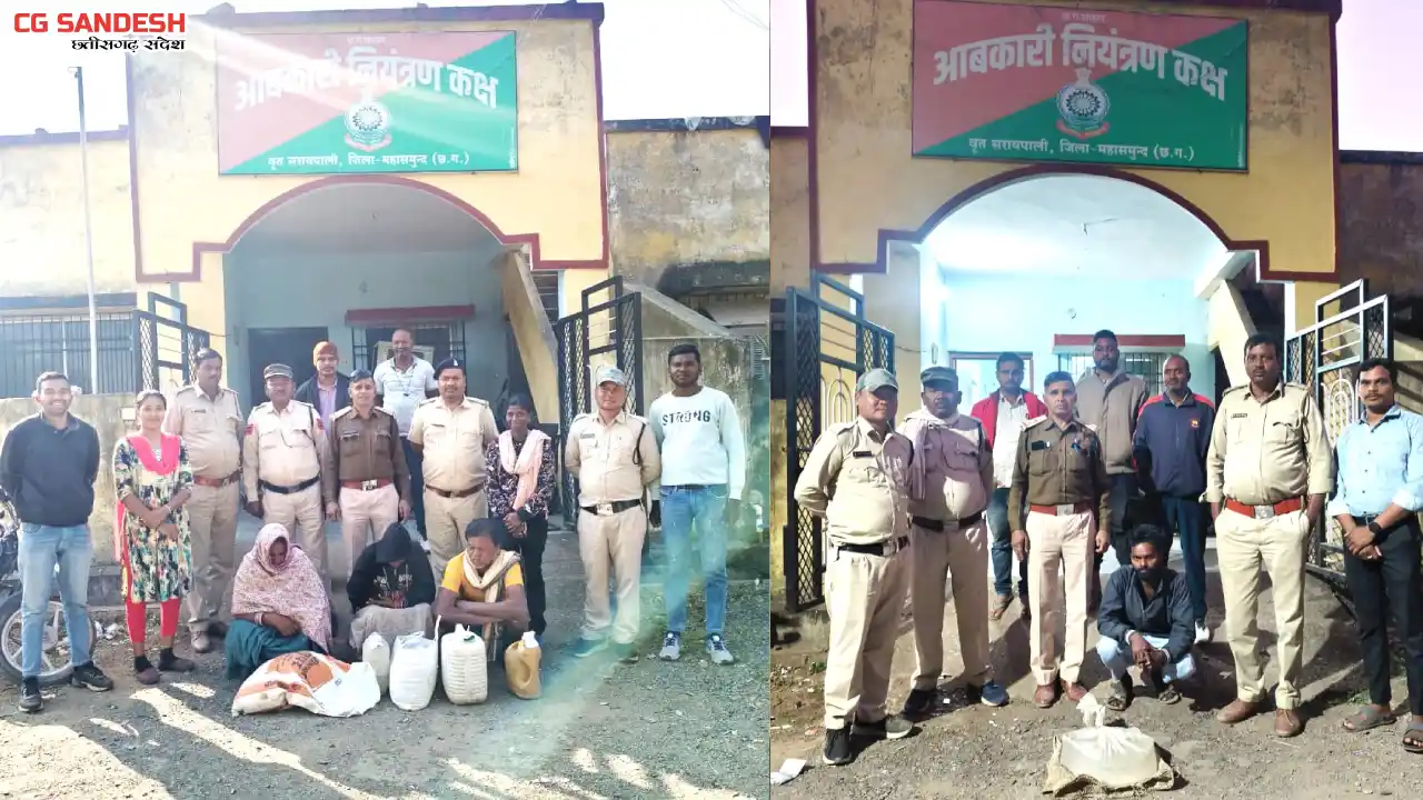 महासमुंद : 4 प्रकरण में 55 लीटर हाथ भट्टी शराब और 557 किलोग्... - CG Sandesh