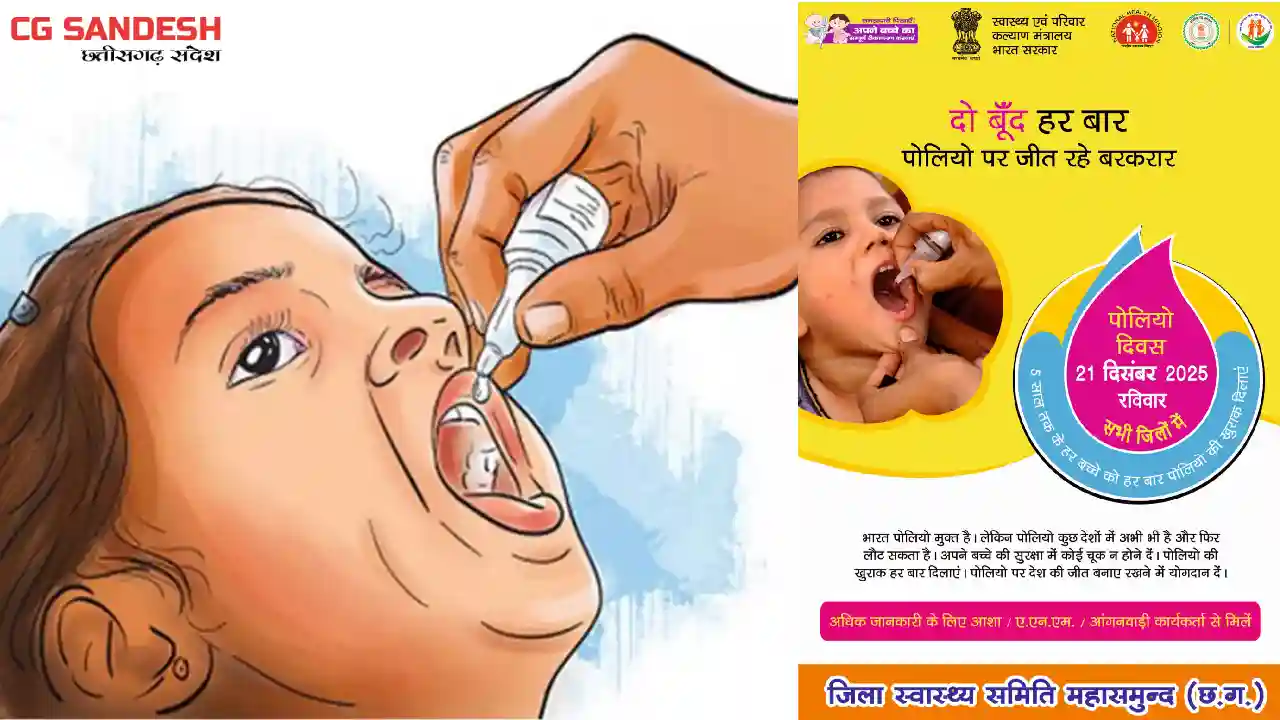 महासमुंद : 21 दिसंबर को पल्स पोलियो अभियान, जिले में 1.15 ला... - CG Sandesh