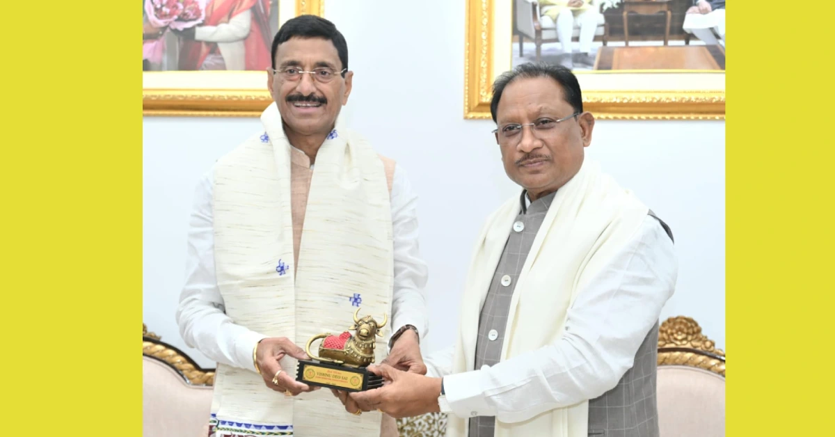 मुख्यमंत्री विष्णु देव साय से केंद्रीय रक्षा राज्य मंत्री सं... - CG Sandesh