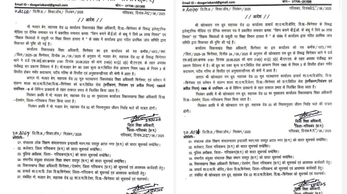 CG : मृत शिक्षकों के पेंशन प्रकरण बनाने विधवा महिलाओं से ली ... - CG Sandesh