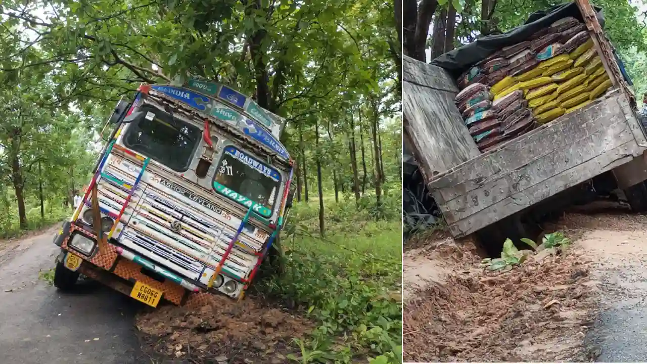पिथौरा : लारीपुर के पास खाद से भरी ट्रक फंसी, कृषि विभाग ने ... - CG Sandesh