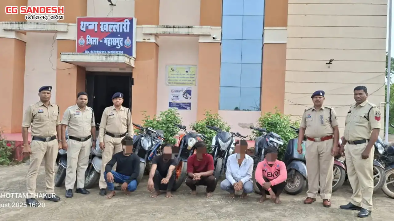 महासमुंद  : योजना बनाकर करते थे मोटरसायकल की चोरी, 13 नग मोटर सायकल जप्त, 5 आरोपी गिरफ्तार