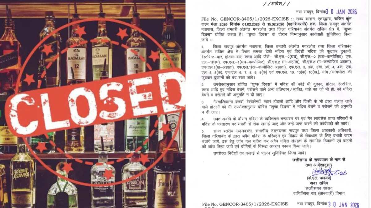 CG : 15 दिन बंद रहेंगी शराब दुकानें - CG Sandesh