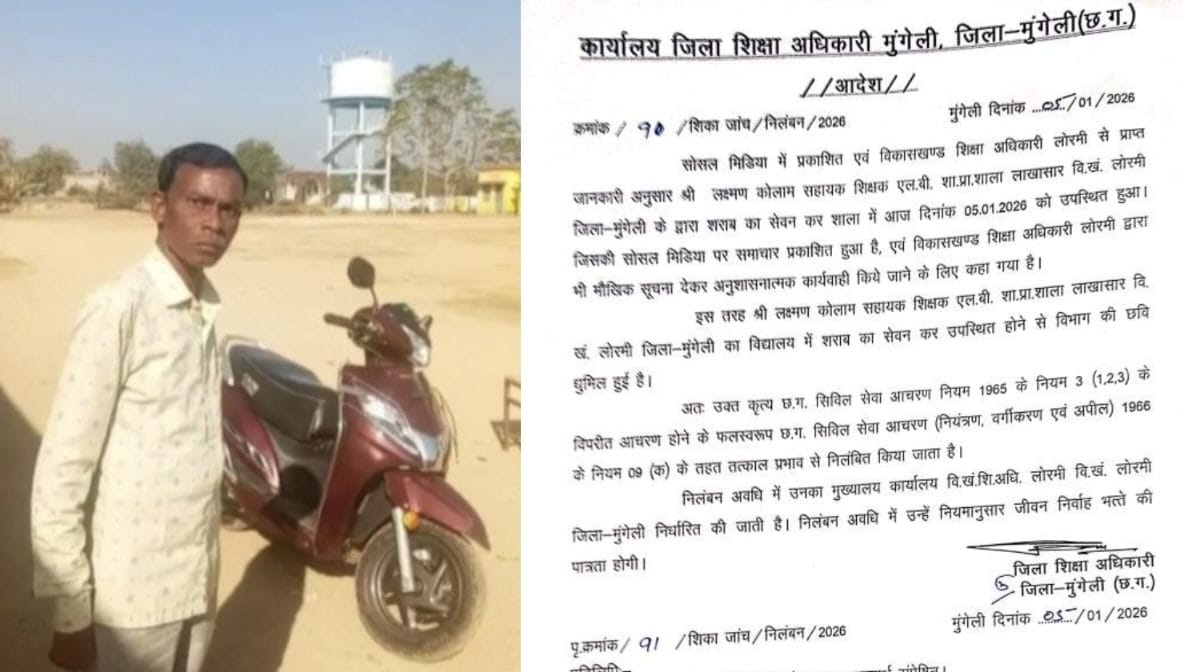 CG : शराब के नशे धुत होकर स्कूल पहुंचने वाला सहायक शिक्षक नि... - CG Sandesh