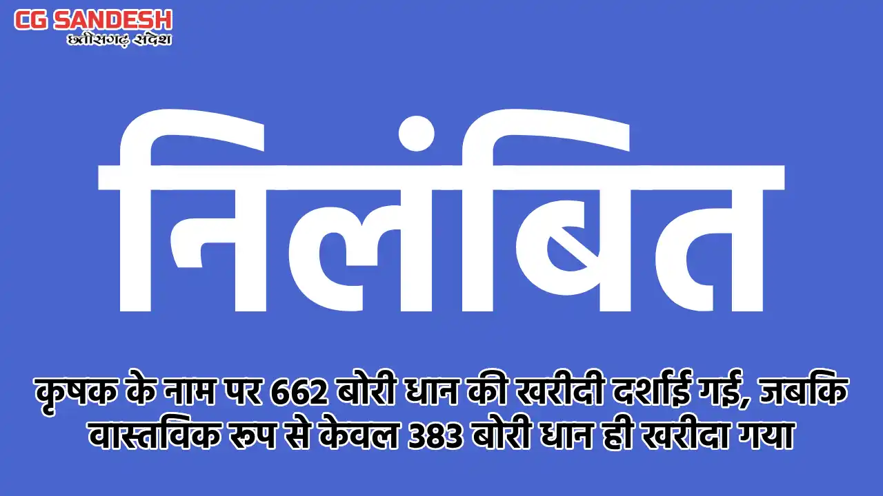 रायगढ़ : फर्जी खरीदी दर्ज करने पर डाटा एंट्री ऑपरेटर निलंबित,... - CG Sandesh