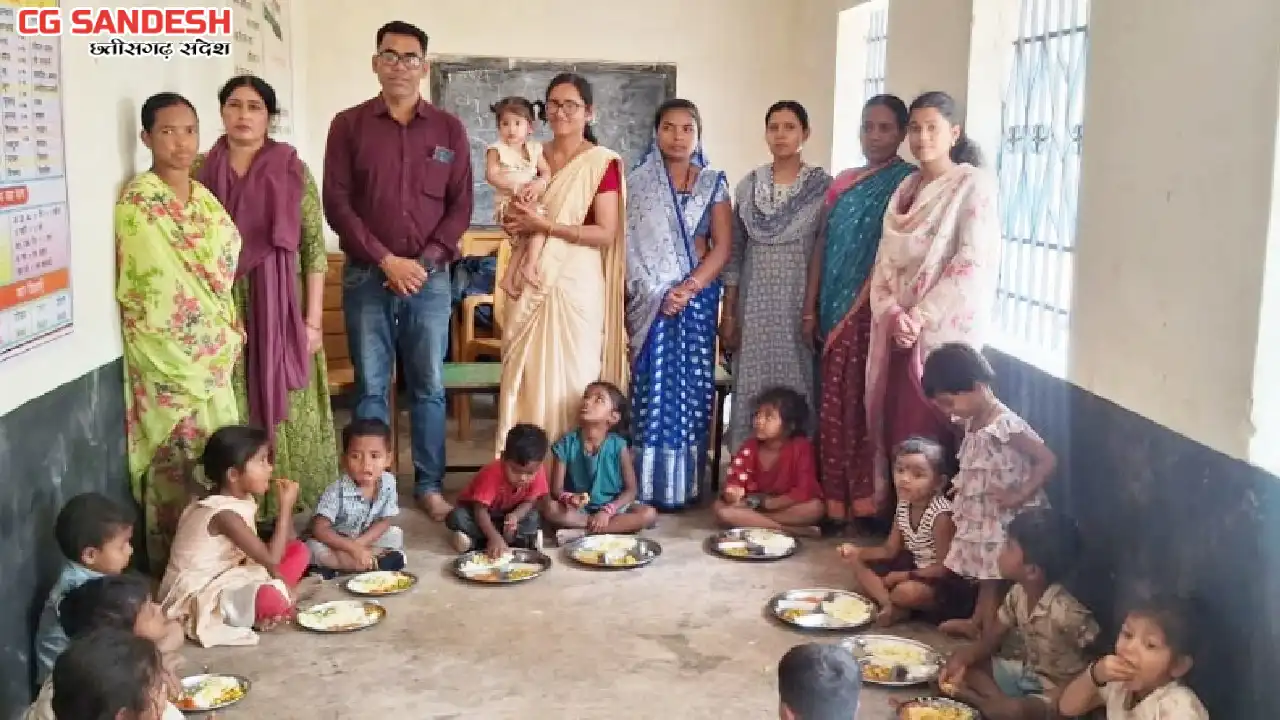 बस्ती सरायपाली एवं महालपारा स्कूल में आयोजित हुआ नेवता भोज, ... - CG Sandesh