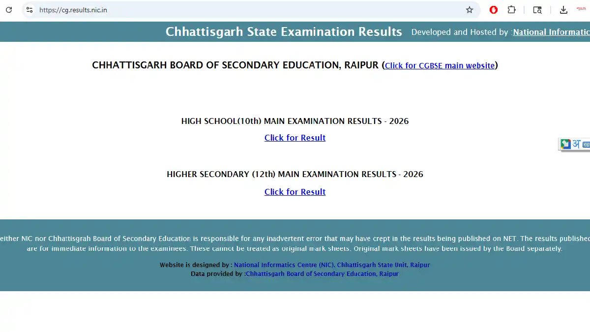 छत्तीसगढ़ बोर्ड ने जारी किए नतीजे, 12वीं में 83.04% और 10वीं... - CG Sandesh