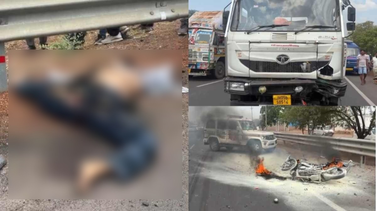 CG : ट्रेलर ने बाइक को मारी टक्कर, पेट्रोल टंकी फटने से सवार... - CG Sandesh
