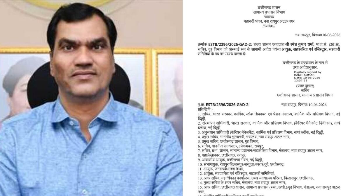 CG : IAS रमेश कुमार शर्मा को मिली नई जिम्मेदारी, बनाए गए सहक... - CG Sandesh
