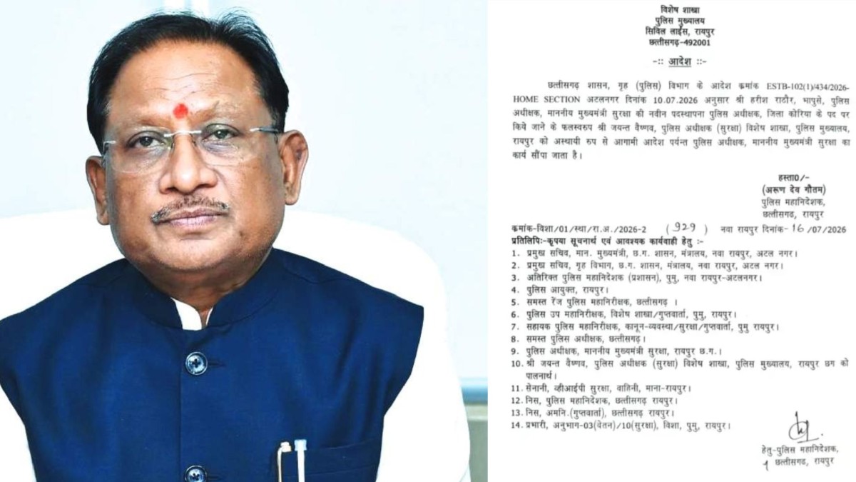 CG : मुख्यमंत्री सुरक्षा के नए SP बने  जयंत वैष्णव, हरीश राठ... - CG Sandesh