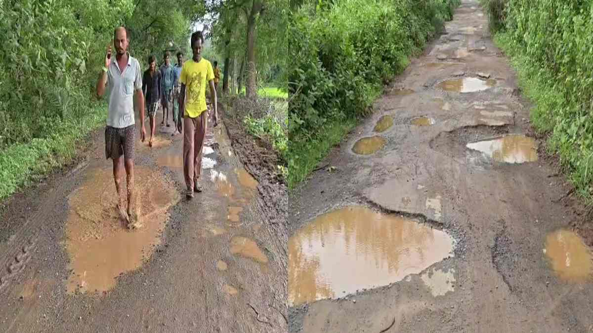 सरिया-राजपुर मार्ग की जर्जर सड़क बनी मुसीबत, सड़क किनारे कचर... - CG Sandesh