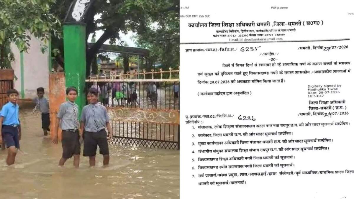 CG : जलभराव के बीच स्कूल पहुंचे मासूम, DEO ने सभी स्कूलों मे... - CG Sandesh