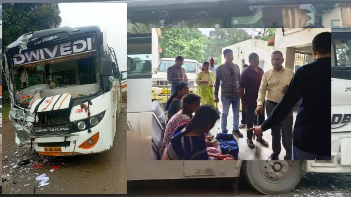 CG : यात्री बस और ट्रक की जोरदार भिड़ंत, 14 यात्री घायल  - CG Sandesh